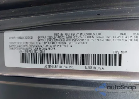 2008 Subaru Outback 2.5I/2.5I L.l. Bean Edition z USA, uszkodzony, nr VIN 4S4BP61C487312692